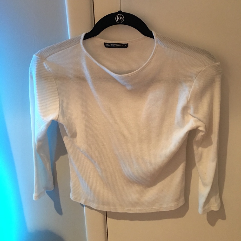 White Brandy Melville Cropped Long Sleeve Shirt